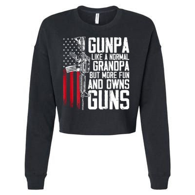Gunpa Like A Normal Grandpa Fun And Owns Guns (On Back) Cropped Pullover Crew