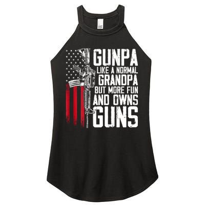 Gunpa Like A Normal Grandpa Fun And Owns Guns (On Back) Women's Perfect Tri Rocker Tank