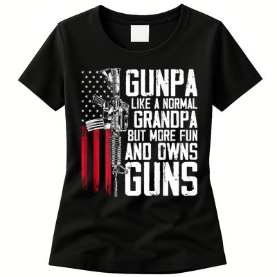 Gunpa Like A Normal Grandpa Fun And Owns Guns (On Back) Womens T-Shirt