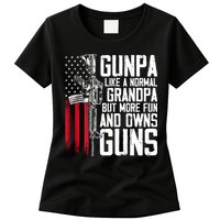 Gunpa Like A Normal Grandpa Fun And Owns Guns (On Back) Womens T-Shirt