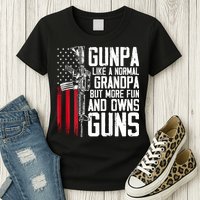 Gunpa Like A Normal Grandpa Fun And Owns Guns (On Back) Womens T-Shirt