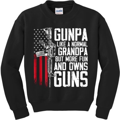 Gunpa Like A Normal Grandpa Fun And Owns Guns (On Back) Kids Sweatshirt