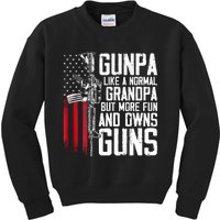 Gunpa Like A Normal Grandpa Fun And Owns Guns (On Back) Kids Sweatshirt