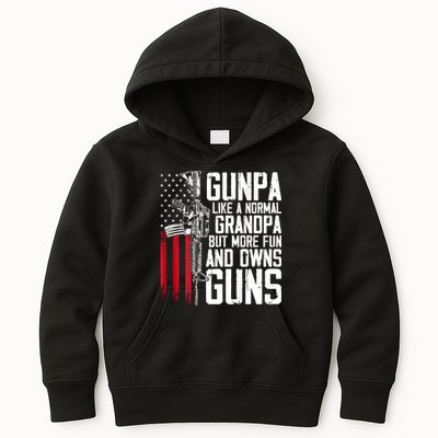 Gunpa Like A Normal Grandpa Fun And Owns Guns (On Back) Kids Hoodie