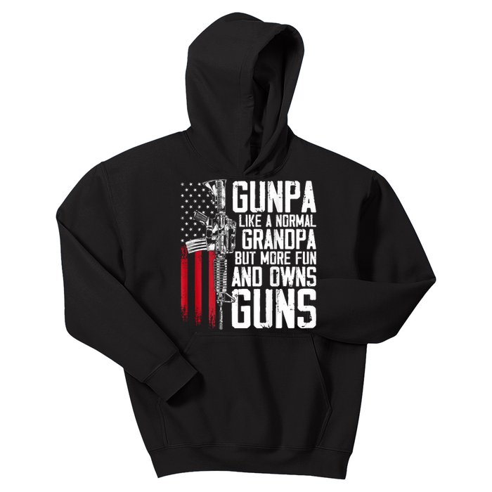 Gunpa Like A Normal Grandpa Fun And Owns Guns (On Back) Kids Hoodie