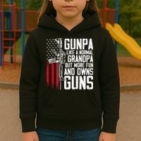 Gunpa Like A Normal Grandpa Fun And Owns Guns (On Back) Kids Hoodie