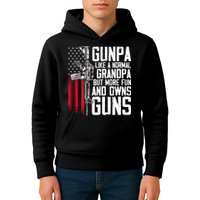 Gunpa Like A Normal Grandpa Fun And Owns Guns (On Back) Kids Hoodie