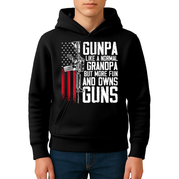 Gunpa Like A Normal Grandpa Fun And Owns Guns (On Back) Kids Hoodie