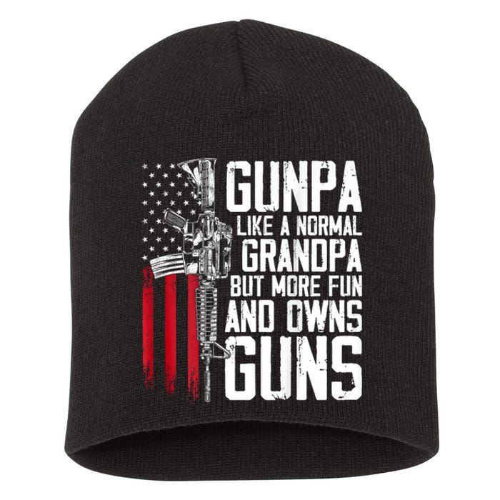 Gunpa Like A Normal Grandpa Fun And Owns Guns (On Back) Short Acrylic Beanie