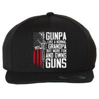 Gunpa Like A Normal Grandpa Fun And Owns Guns (On Back) Wool Snapback Cap