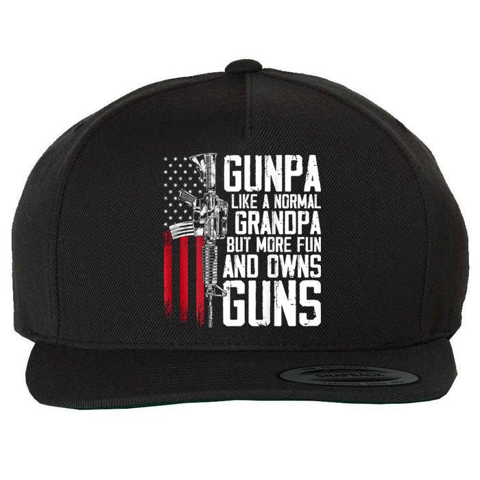 Gunpa Like A Normal Grandpa Fun And Owns Guns (On Back) Wool Snapback Cap