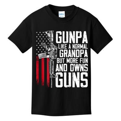 Gunpa Like A Normal Grandpa Fun And Owns Guns (On Back) Kids T-Shirt