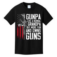 Gunpa Like A Normal Grandpa Fun And Owns Guns (On Back) Kids T-Shirt