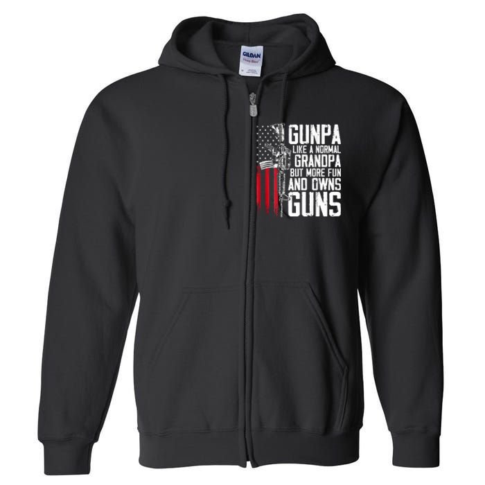 Gunpa Like A Normal Grandpa Fun And Owns Guns (On Back) Full Zip Hoodie