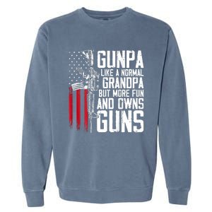 Gunpa Like A Normal Grandpa Fun And Owns Guns (On Back) Garment-Dyed Sweatshirt