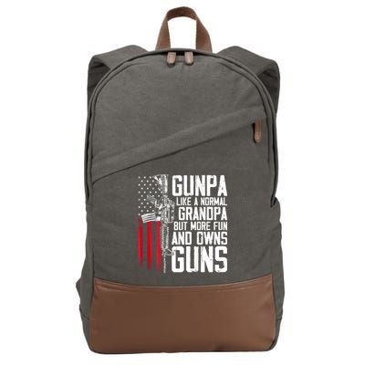 Gunpa Like A Normal Grandpa Fun And Owns Guns (On Back) Cotton Canvas Backpack