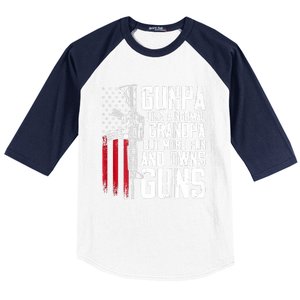 Gunpa Like A Normal Grandpa Fun And Owns Guns (On Back) Baseball Sleeve Shirt