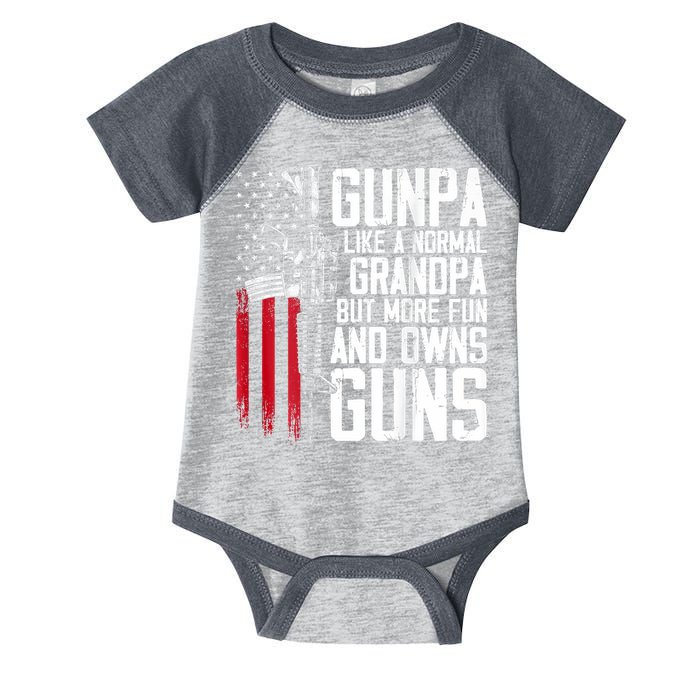 Gunpa Like A Normal Grandpa Fun And Owns Guns (On Back) Infant Baby Jersey Bodysuit