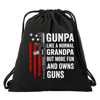 Gunpa Like A Normal Grandpa More Fun And Owns Guns Vintage Drawstring Bag