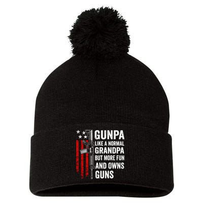 Gunpa Like A Normal Grandpa More Fun And Owns Guns Vintage Pom Pom 12in Knit Beanie