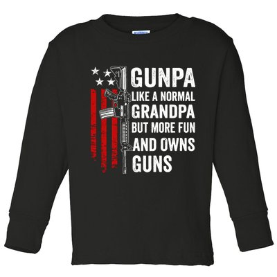 Gunpa Like A Normal Grandpa More Fun And Owns Guns Vintage Toddler Long Sleeve Shirt