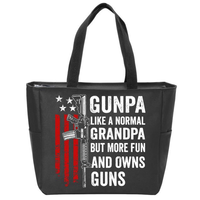 Gunpa Like A Normal Grandpa More Fun And Owns Guns Vintage Zip Tote Bag