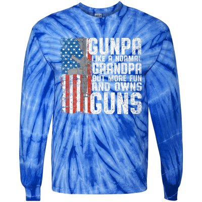 Gunpa Like A Normal Grandpa Fun And Owns Guns Tie-Dye Long Sleeve Shirt