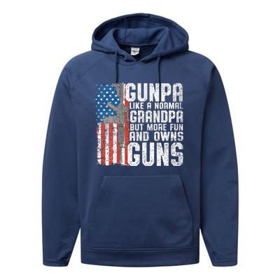 Gunpa Like A Normal Grandpa Fun And Owns Guns Performance Fleece Hoodie