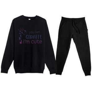 Giraffe Lover And Cool You Bet Giraffe IM Cute Premium Crewneck Sweatsuit Set