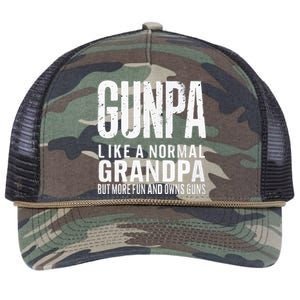 Gunpa Like A Normal Grandpa But More Fun And Owns Guns Funny Retro Rope Trucker Hat Cap