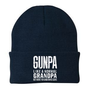 Gunpa Like A Normal Grandpa But More Fun And Owns Guns Funny Knit Cap Winter Beanie