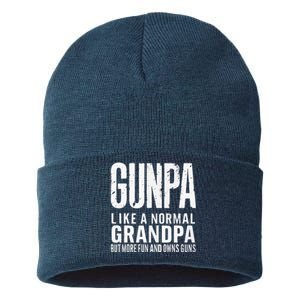 Gunpa Like A Normal Grandpa But More Fun And Owns Guns Funny Sustainable Knit Beanie