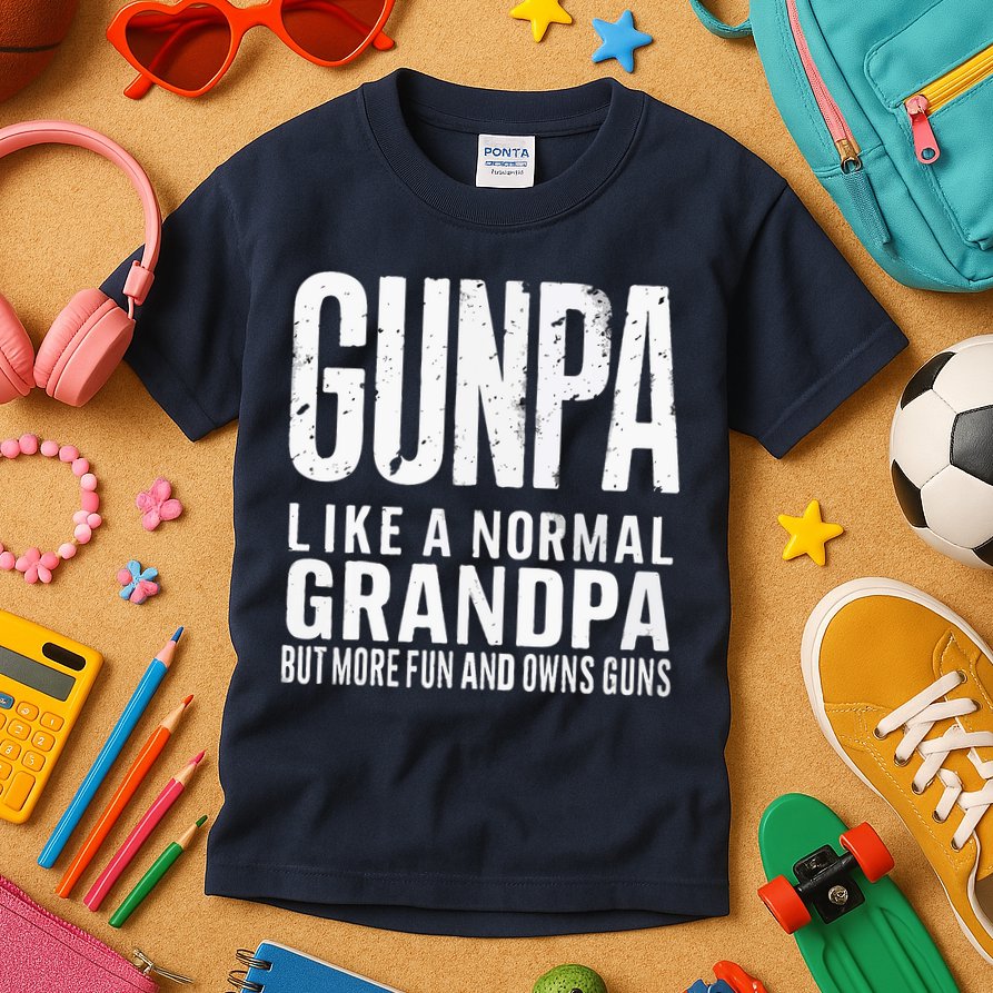 Gunpa Like A Normal Grandpa But More Fun And Owns Guns Funny Kids T-Shirt