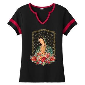 Guadalupe Love And Light Virgen De Guadalupe Gifts Ladies Halftime Notch Neck Tee