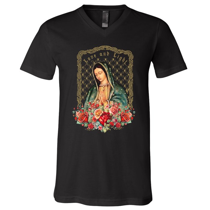 Guadalupe Love And Light Virgen De Guadalupe Gifts V-Neck T-Shirt