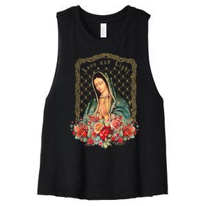 Guadalupe Love And Light Virgen De Guadalupe Gifts Women's Racerback Cropped Tank