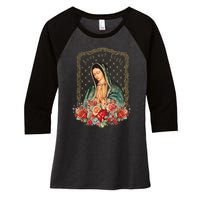 Guadalupe Love And Light Virgen De Guadalupe Gifts Women's Tri-Blend 3/4-Sleeve Raglan Shirt