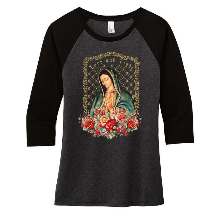 Guadalupe Love And Light Virgen De Guadalupe Gifts Women's Tri-Blend 3/4-Sleeve Raglan Shirt