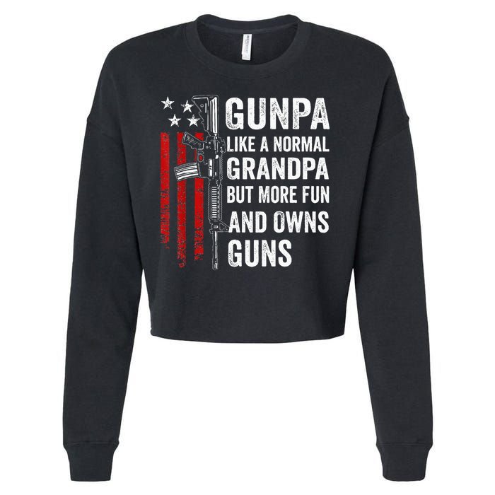 Gunpa Like A Normal Grandpa But More Fun And Owns Guns Cropped Pullover Crew