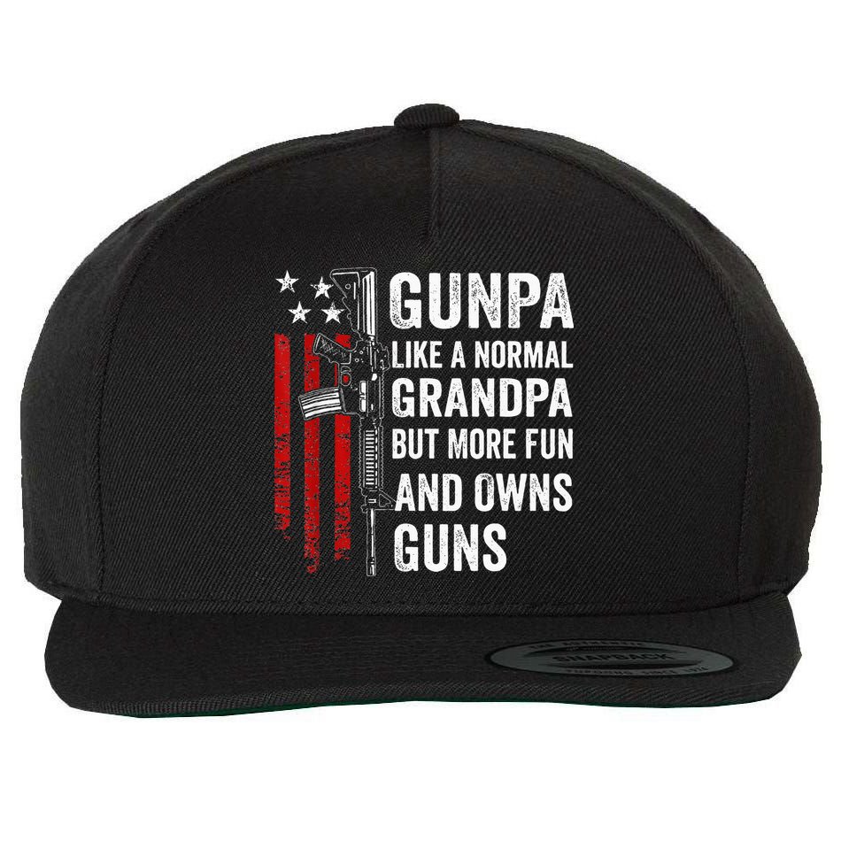 Gunpa Like A Normal Grandpa But More Fun And Owns Guns Wool Snapback Cap