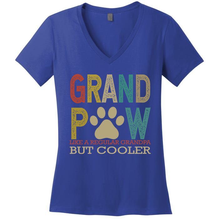 Grandpaw Like A Regular Grandpa But Cooler Funny Fathers Day Great Gift Women's V-Neck T-Shirt