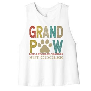 Grandpaw Like A Regular Grandpa But Cooler Funny Fathers Day Great Gift Women's Racerback Cropped Tank