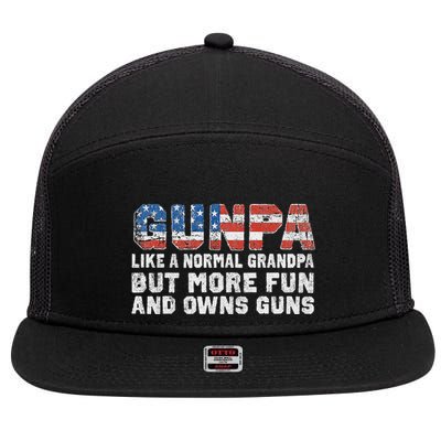 Gunpa Like A Normal Grandpa But More Fun And Owns Guns 7 Panel Mesh Trucker Snapback Hat