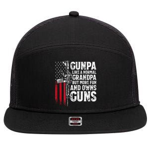 Gunpa Like A Normal Grandpa Fun And Owns Guns 7 Panel Mesh Trucker Snapback Hat