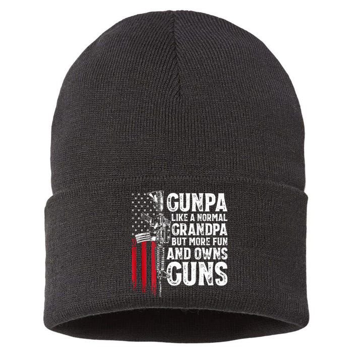 Gunpa Like A Normal Grandpa Fun And Owns Guns Sustainable Knit Beanie