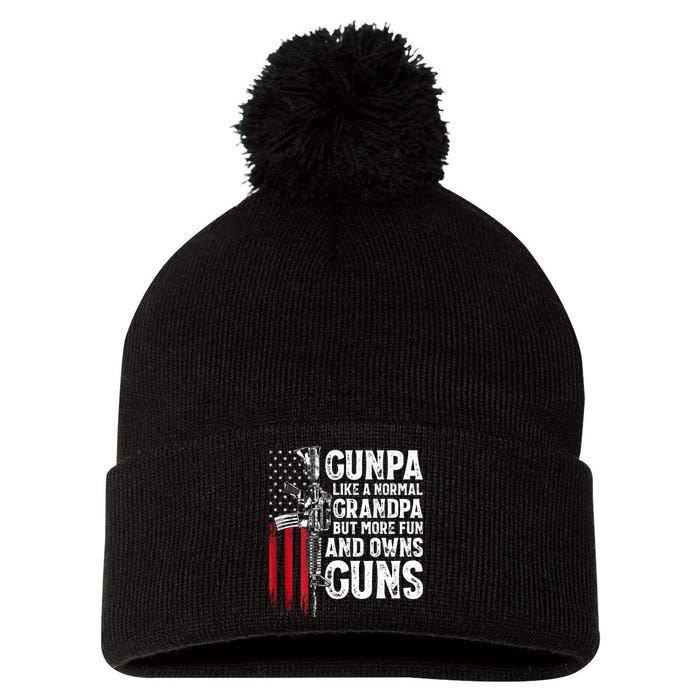 Gunpa Like A Normal Grandpa Fun And Owns Guns Pom Pom 12in Knit Beanie