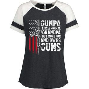 Gunpa Like A Normal Grandpa Fun And Owns Guns Enza Ladies Jersey Colorblock Tee