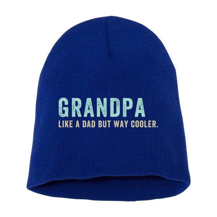 Grandpa Like A Dad But Way Cooler Gift Short Acrylic Beanie