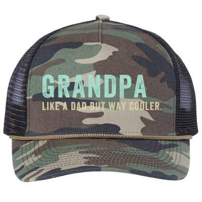 Grandpa Like A Dad But Way Cooler Gift Retro Rope Trucker Hat Cap