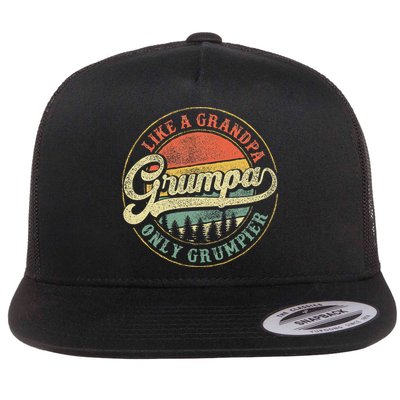 Grumpa Like A Grandpa Only Grumpier Retro Grumpa Definition Flat Bill Trucker Hat